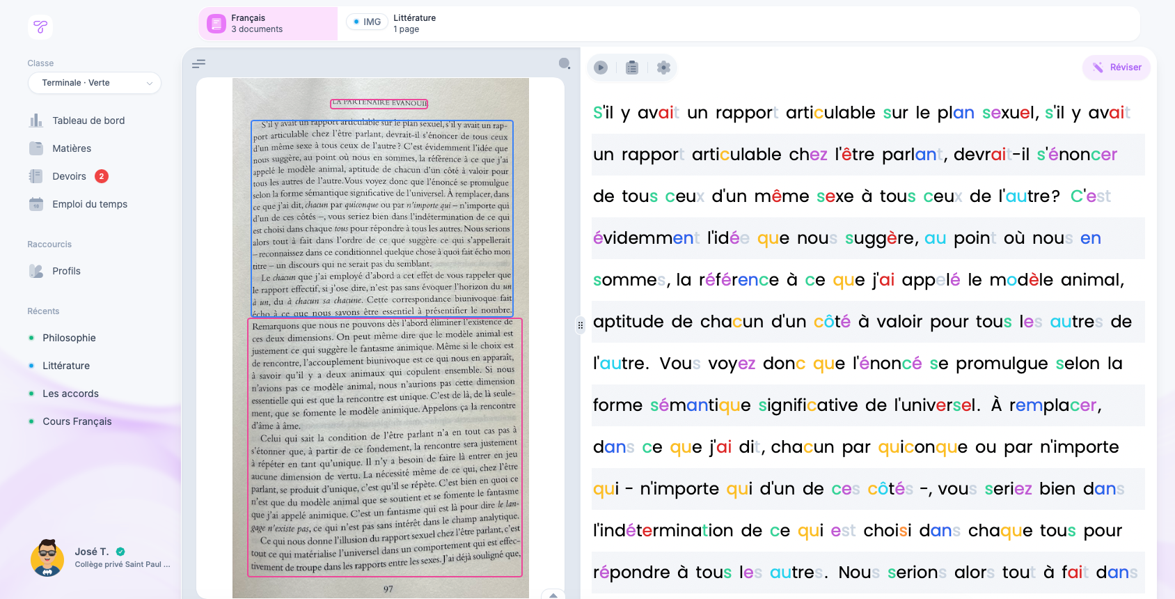 Documents et images adaptés pour élèves DYS dans Tensor